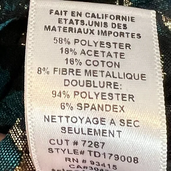 Trina Turk Moonrise Metallic Jacquard Dress Size 14 NWT Black Teal Gold Cocktail - Picture 12 of 14